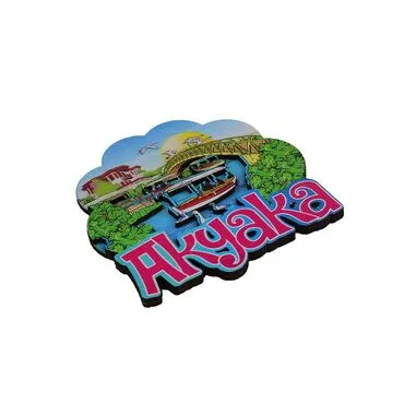 Wholesale Akyaka Themed 3D Picture Wooden Refrigerator Magnet - 6