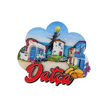 Wholesale Datça Themed 3D Picture Wooden Refrigerator Magnet - 3