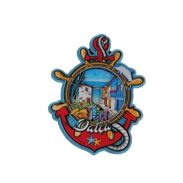 Wholesale Datça Themed 3D Picture Wooden Refrigerator Magnet - 7