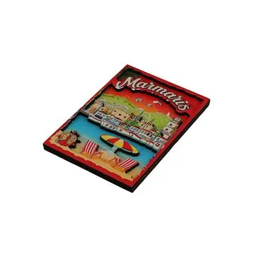 Marmaris Themed Wooden Customised 2D Souvenir Fridge Magnet - 15