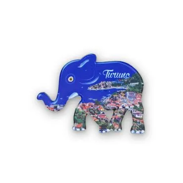 Wholesale Turunç Themed Myros UV Elephant Shaped Refrigerator Magnet 86*62 mm - 2