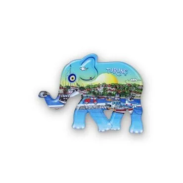 Wholesale Turunç Themed Myros UV Elephant Shaped Refrigerator Magnet 86*62 mm - 3