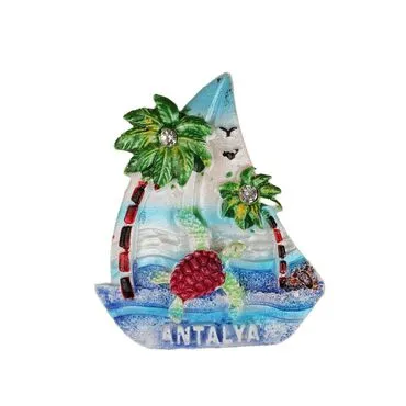 Wholesale Antalya Themed Stone and Mother of Pearl Polyester Refrigerator Magnet - 14