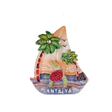 Wholesale Antalya Themed Stone and Mother of Pearl Polyester Refrigerator Magnet - 5