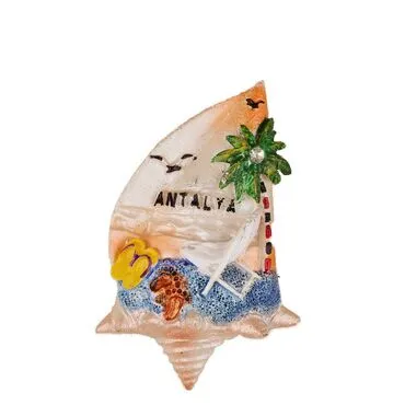 Wholesale Antalya Themed Stone and Mother of Pearl Polyester Refrigerator Magnet - 7