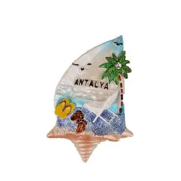Wholesale Antalya Themed Stone and Mother of Pearl Polyester Refrigerator Magnet - 8