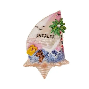 Wholesale Antalya Themed Stone and Mother of Pearl Polyester Refrigerator Magnet - 10