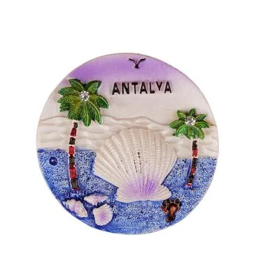 Wholesale Antalya Themed Stone and Mother of Pearl Polyester Refrigerator Magnet - 20