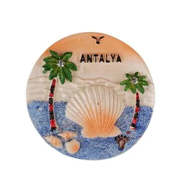 Wholesale Antalya Themed Stone and Mother of Pearl Polyester Refrigerator Magnet - 22
