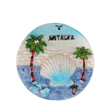 Wholesale Antalya Themed Stone and Mother of Pearl Polyester Refrigerator Magnet - 23
