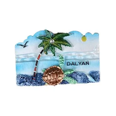 Wholesale Dalyan Themed Stone and Mother of Pearl Polyester Refrigerator Magnet - 6