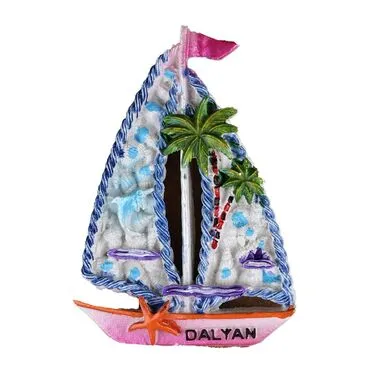 Wholesale Dalyan Themed Stone and Mother of Pearl Polyester Refrigerator Magnet - 5