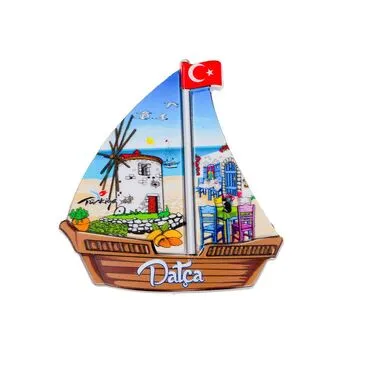 Wholesale Datça Themed Myros UV Sailboat Shaped Refrigerator Magnet 77*80 mm - 2