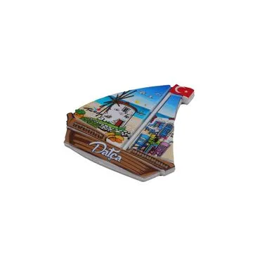 Wholesale Datça Themed Myros UV Sailboat Shaped Refrigerator Magnet 77*80 mm - 6