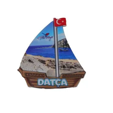 Wholesale Datça Themed Myros UV Sailboat Shaped Refrigerator Magnet 77*80 mm - 3