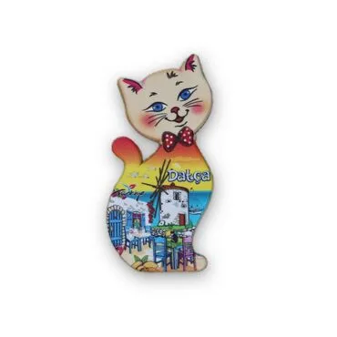 Wholesale Datça Themed Myros UV Cat Shaped Refrigerator Magnet 43*87 mm - 2