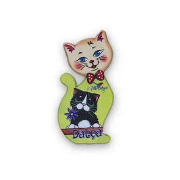 Wholesale Datça Themed Myros UV Cat Shaped Refrigerator Magnet 43*87 mm - 3