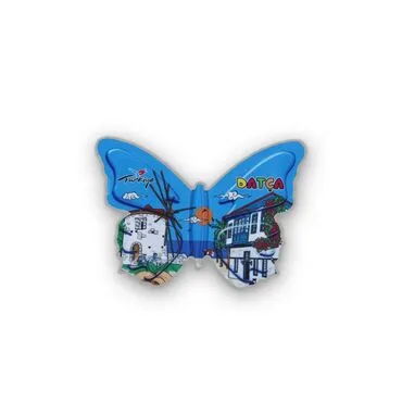 Wholesale Datça Themed Myros UV Butterfly Shaped Refrigerator Magnet 80x58 mm - 2