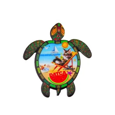 Toptan Datça Temalı Myros Uv Kaplumbağa Şeki̇lli̇ Magnet 80*74 Mm