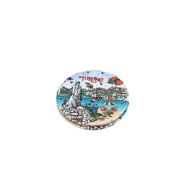 Wholesale Turunç Themed Myros Round PU Mirror - 3