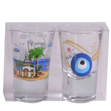 Toptan Kemer Temalı Baskılı Shot Bardak 45x70 mm