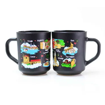 Wholesale Ayvalık Themed Glass Mug Set of 2 - 4