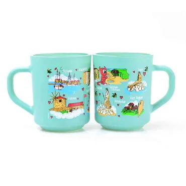 Wholesale Ayvalık Themed Glass Mug Set of 2 - 8