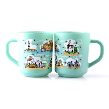 Wholesale Bodrum Themed Glass Mug Set of 2 - 9