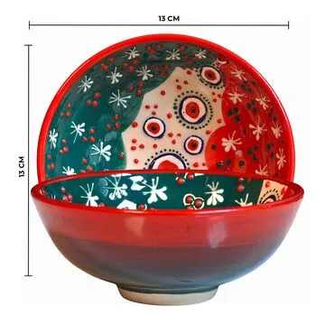 Christmas Themed Set of 2 Embossed Bowls 13 cm with Gift Box - 2