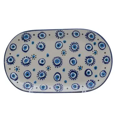 Wholesale Embossed Evil Eye Boat Shaped Plate 112X190X20 MM - 2
