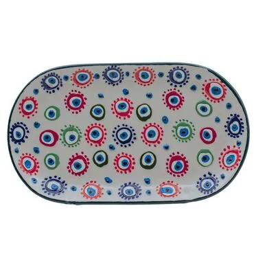 Wholesale Embossed Evil Eye Boat Shaped Plate 112X190X20 MM - 5