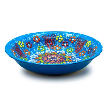 Toptan Kabartma 17 Cm Yemek Tabağı - Mavi - 3