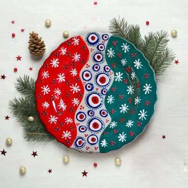 Christmas Themed 25 Cm Embossed Plate - 4