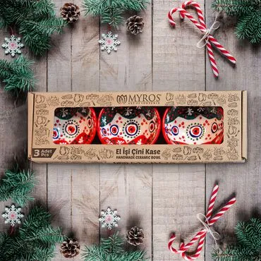 Christmas Themed Embossed Bowl Set of 3 in Box 8 cm