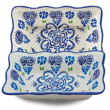 Wholesale Blue and White Rectangular Snack Bowl