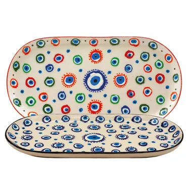 Wholesale Embossed Evil Eye Large Boat Plate