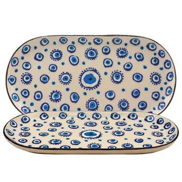 Wholesale Embossed Evil Eye Large Boat Plate - 2