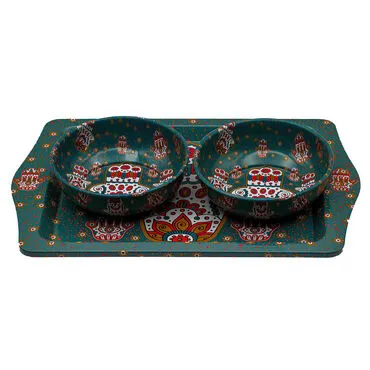 Wholesale Fatımanın Eli Themed Metal Tray Bowl Set - 03 - 2