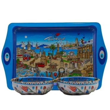 Wholesale Türkiye Themed Metal Tray Bowl Set