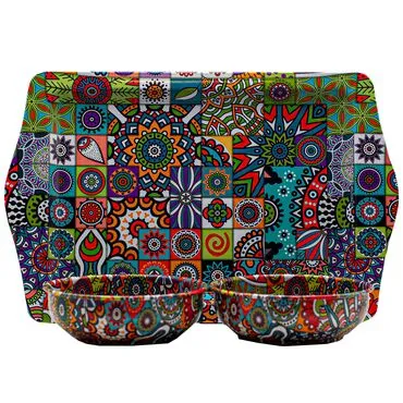 Wholesale Mandala Themed Metal Tray and Bowl Set - 6