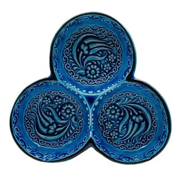Toptan Turkuaz 3’Lü  Yuvarlak Çerezlik Küçük 15 Cm