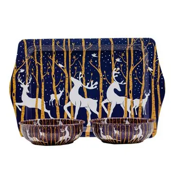 Wholesale Christmas Themed Metal Tray Bowl Set