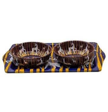 Wholesale Christmas Themed Metal Tray Bowl Set - 2