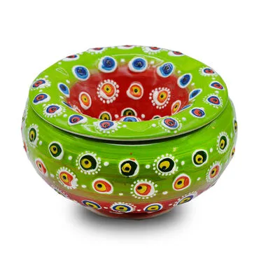 Wholesale Embossed Nazar Large Covered Ashtray - 3