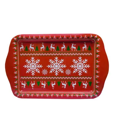 Toptan Yılbaşı Temalı Mi̇ni̇ Metal Tepsi̇ (25*16 Cm) Çi̇ft Yön Baskılı