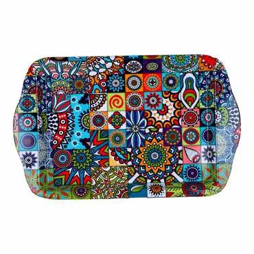 Toptan Mandala Temalı Mini Tepsi Çift Yön Baskılı (25*16 Cm) - 10