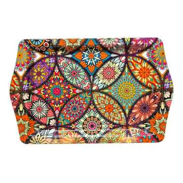 Toptan Mandala Temalı Mini Tepsi Çift Yön Baskılı (25*16 Cm) - 11