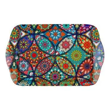 Toptan Mandala Temalı Mini Tepsi Çift Yön Baskılı (25*16 Cm) - 12