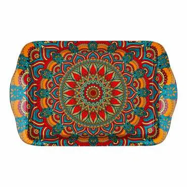 Toptan Mandala Temalı Mini Tepsi Çift Yön Baskılı (25*16 Cm) - 9