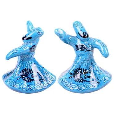 Turquoise Ceramic Small Whirling Dervish Figurine
